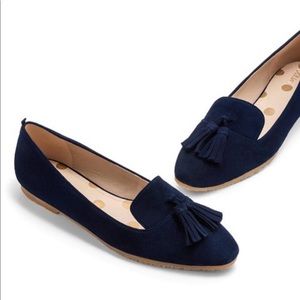 * SOLD * Boden Navy Violet Tassel Suede Flat Loafers - UK 40 (US 9)